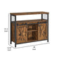 39 Inch Sideboard Storage Cabinet, Sliding Barn Door Shelf, Black, Brown By Casagear Home