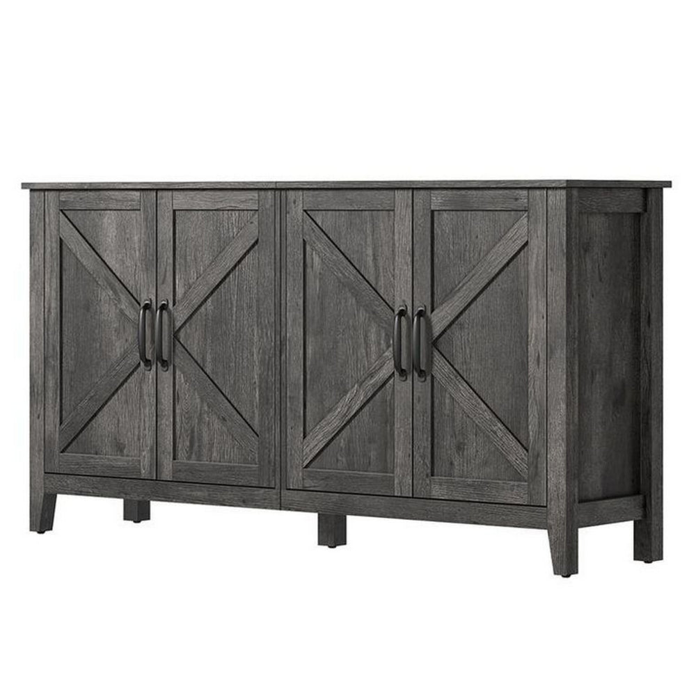 Lyxa 59 Inch Sideboard Storage Cabinet, Farmhouse Rustic Brown Wood By Casagear Home