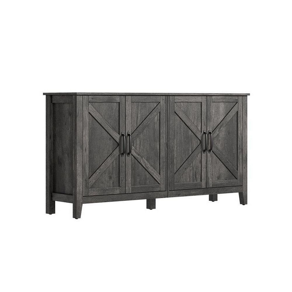 Lyxa 59 Inch Sideboard Storage Cabinet Farmhouse Rustic Brown Wood By Casagear Home BM315778