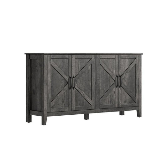 Lyxa 59 Inch Sideboard Storage Cabinet, Farmhouse Rustic Brown Wood By Casagear Home