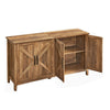 Lyxa 59 Inch Sideboard Storage Cabinet, Farmhouse Rustic Dark Gray Wood By Casagear Home