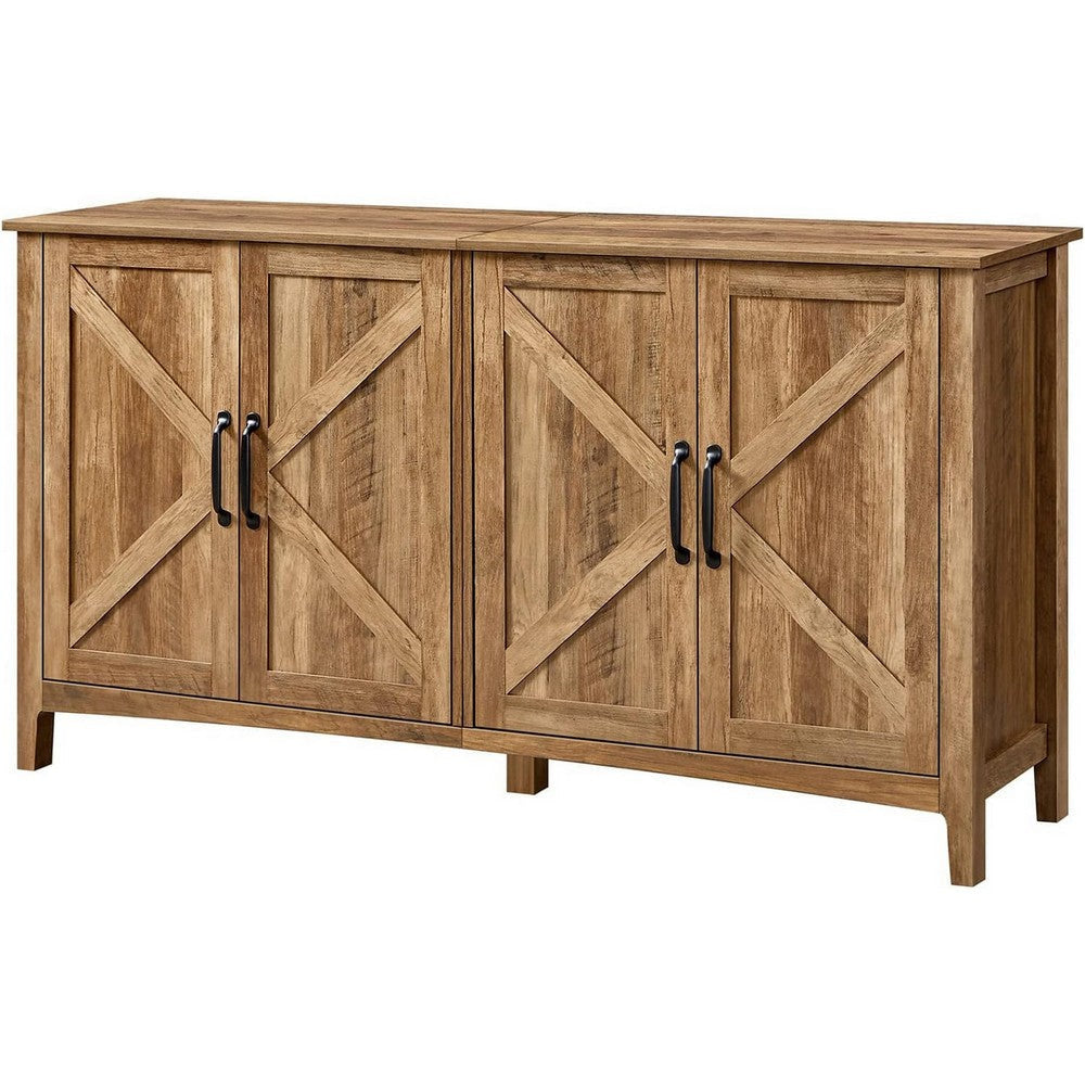 Lyxa 59 Inch Sideboard Storage Cabinet Farmhouse Rustic Dark Gray Wood By Casagear Home BM315779