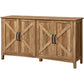 Lyxa 59 Inch Sideboard Storage Cabinet, Farmhouse Rustic Dark Gray Wood By Casagear Home