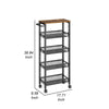 39 Inch Rolling Kitchen Trolly Cart 4 Grid Shelves Caster Wheels Black By Casagear Home BM315784