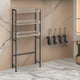 Kiu 65 Inch Bathroom Storage with 3 Shelves in Brown Wood, Black Steel By Casagear Home