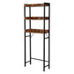 Kiu 65 Inch Bathroom Storage with 3 Open Brown Wood Shelves Black Steel By Casagear Home BM315786