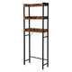 Kiu 65 Inch Bathroom Storage with 3 Open Brown Wood Shelves Black Steel By Casagear Home BM315786