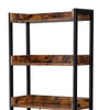 Kiu 65 Inch Bathroom Storage with 3 Open Brown Wood Shelves Black Steel By Casagear Home BM315786