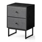 Jem 22 Inch Nightstand Set of 2 Soft Fabric Front Drawers Black Steel By Casagear Home BM315788