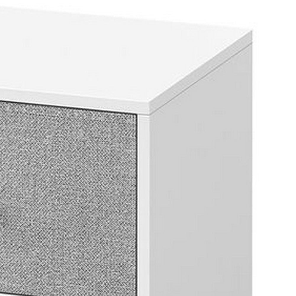 Jem 22 Inch Nightstand with 2 Removable Fabric Front Drawers, White Steel By Casagear Home
