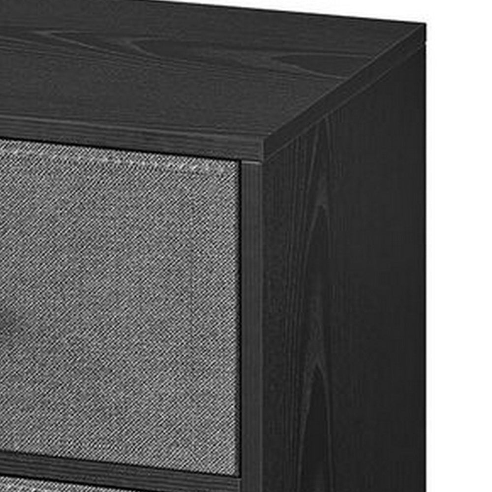 Jem 22 Inch Nightstand with 2 Removable Fabric Front Drawers, Black Steel By Casagear Home
