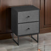 Jem 22 Inch Nightstand with 2 Removable Fabric Front Drawers, Black Steel By Casagear Home