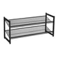 36 Inch Shoe Rack 2 Storage Shelves Mesh Design Black Metal Frame By Casagear Home BM315791