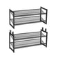 36 Inch Shoe Rack 2 Storage Shelves Mesh Design Black Metal Frame By Casagear Home BM315791