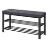 Lee 39 Inch Shoe Rack Bench Tufted Seat 2 Shelves Dark Gray Black By Casagear Home BM315794