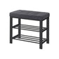 Lee 24 Inch Shoe Rack Cushioned Tufted Seat 2 Shelves Dark Gray Black By Casagear Home BM315795