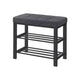 Lee 24 Inch Shoe Rack Cushioned Tufted Seat 2 Shelves Dark Gray Black By Casagear Home BM315795