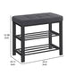 Lee 24 Inch Shoe Rack, Cushioned Tufted Seat, 2 Shelves, Dark Gray, Black By Casagear Home