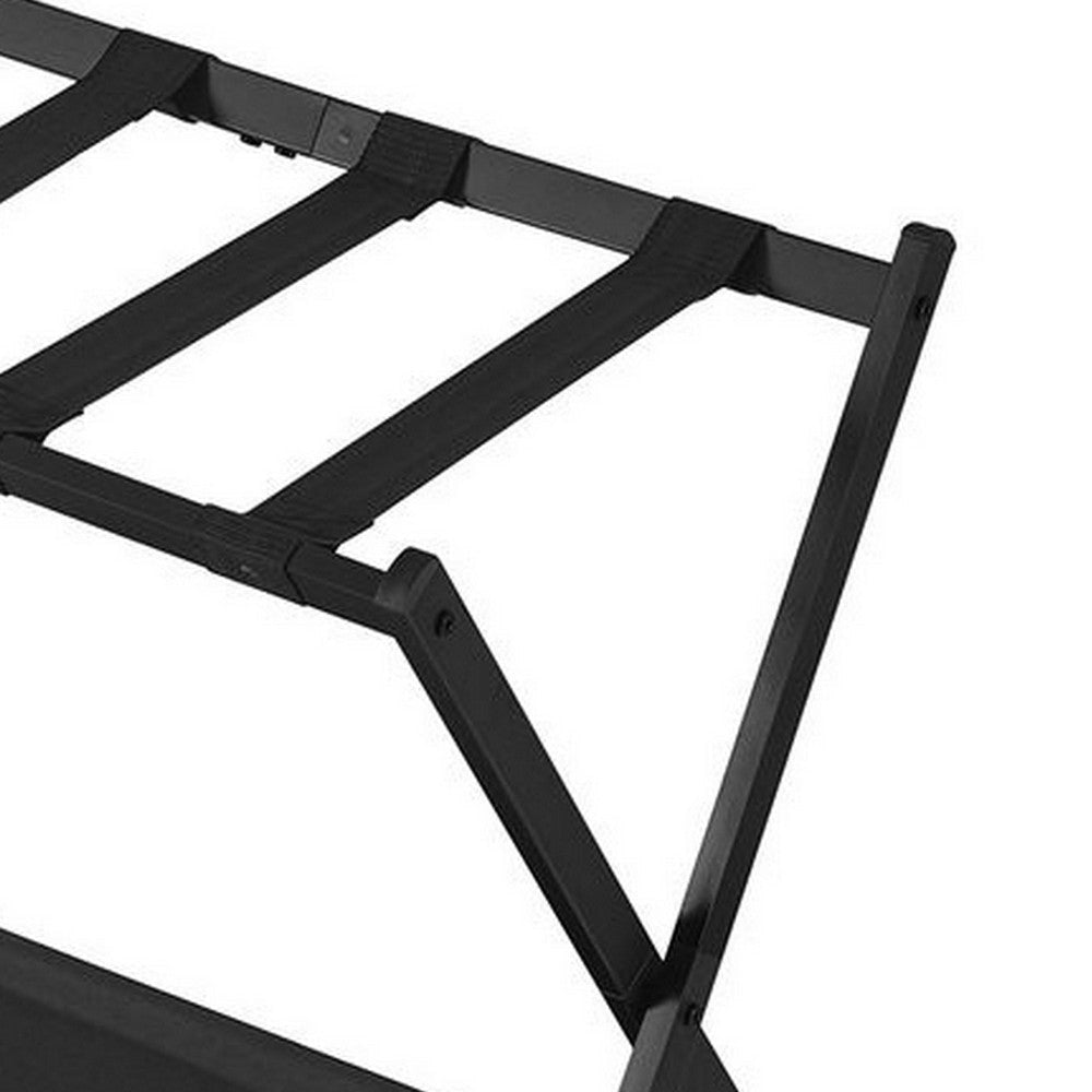 Ami 27 Inch Luggage Rack 1 Storage Shelf Foldable X Shaped Body Black By Casagear Home BM315801