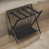 Ami 27 Inch Luggage Rack, 1 Storage Shelf, Foldable, X Shaped Body, Black By Casagear Home