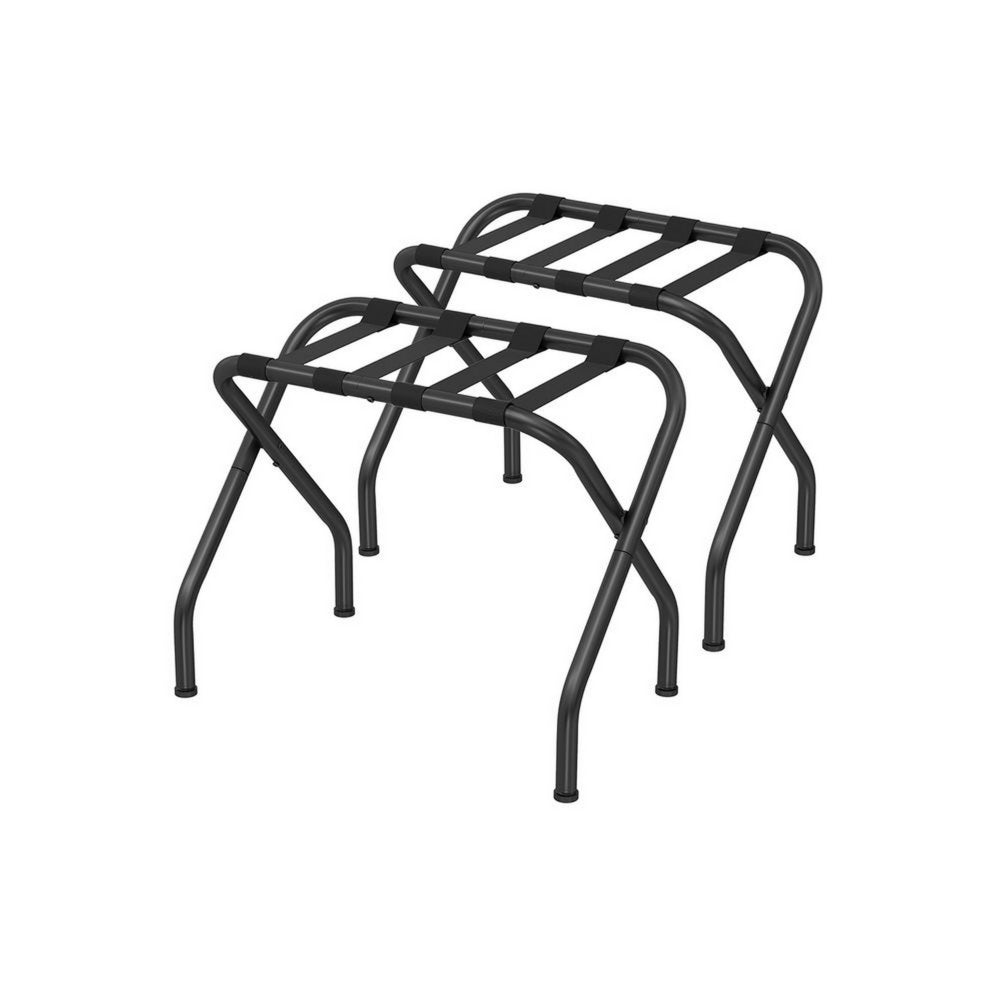 Rami 27 Inch Luggage Rack Set of 2, Slatted, Foldable, Crossed Body, Black By Casagear Home
