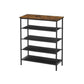 Byn 36 Inch Modern Shoe Rack, 5 Tier Adjustable Shelves, Black Steel, Brown By Casagear Home