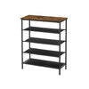 Byn 36 Inch Modern Shoe Rack 5 Tier Adjustable Shelves Black Steel Brown By Casagear Home BM315812