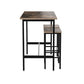 3pc Modern Bar Table Set with 2 Barstool Chairs Black Metal Brown Wood By Casagear Home BM315817