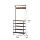 72 Inch Clothing Rack with Shoe Stand, 5 Tier Shelves, Hooks, Black Iron By Casagear Home