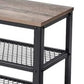 29 Inch Shoe Storage Bench, 3 Tier Shelves, Mesh Black Steel, Brown Wood By Casagear Home
