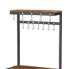 60 Inch Kitchen Storage Rack, 3 Tier Shelves, Hanging Hooks, Black Iron By Casagear Home