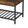 47 Inch Kitchen Storage Rack, 3 Tier Shelves, Black Iron, Brown Wood By Casagear Home
