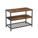 47 Inch Kitchen Storage Rack 3 Tier Shelves Black Iron Brown Wood By Casagear Home BM315825