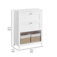 31 Inch Storage Cabinet with 2 Drawers and Baskets, Divider, White Wood By Casagear Home