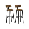 29 Inch Modern Barstool Chair Set of 2 Panel Back Brown Wood Black Iron By Casagear Home BM315827