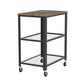 31 Inch Kitchen Rolling Bar Cart 3 Tier Brown Wood Top Black Steel By Casagear Home BM315833