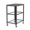 31 Inch Kitchen Rolling Bar Cart 3 Tier Brown Wood Top Black Steel By Casagear Home BM315833