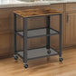 31 Inch Kitchen Rolling Bar Cart 3 Tier Brown Wood Top Black Steel By Casagear Home BM315833