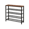 39 Inch Modern Shoe Rack Stand, 5 Tier Open Style Shelves, Black Metal By Casagear Home