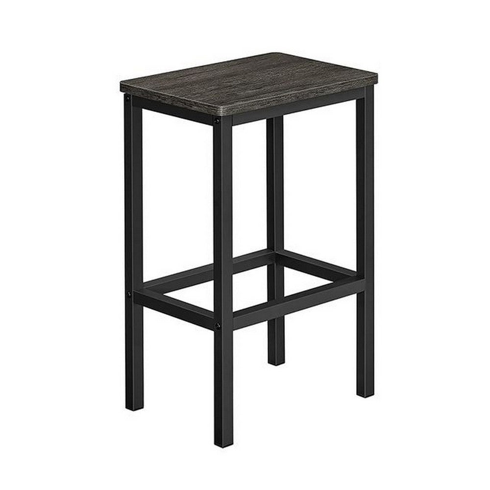 Sumi 26 Inch Counter Height Stool Set of 2 Black Square Seat Black Iron By Casagear Home BM315839