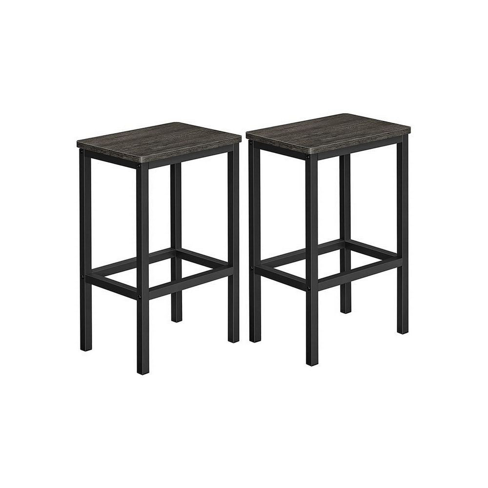 Sumi 26 Inch Counter Height Stool Set of 2 Black Square Seat Black Iron By Casagear Home BM315839