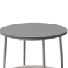 Hym 20 Inch Side End Table with White Fabric Basket Gray Round Top Steel By Casagear Home BM315841