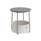 Hym 20 Inch Side End Table with White Fabric Basket, Gray Round Top, Steel By Casagear Home