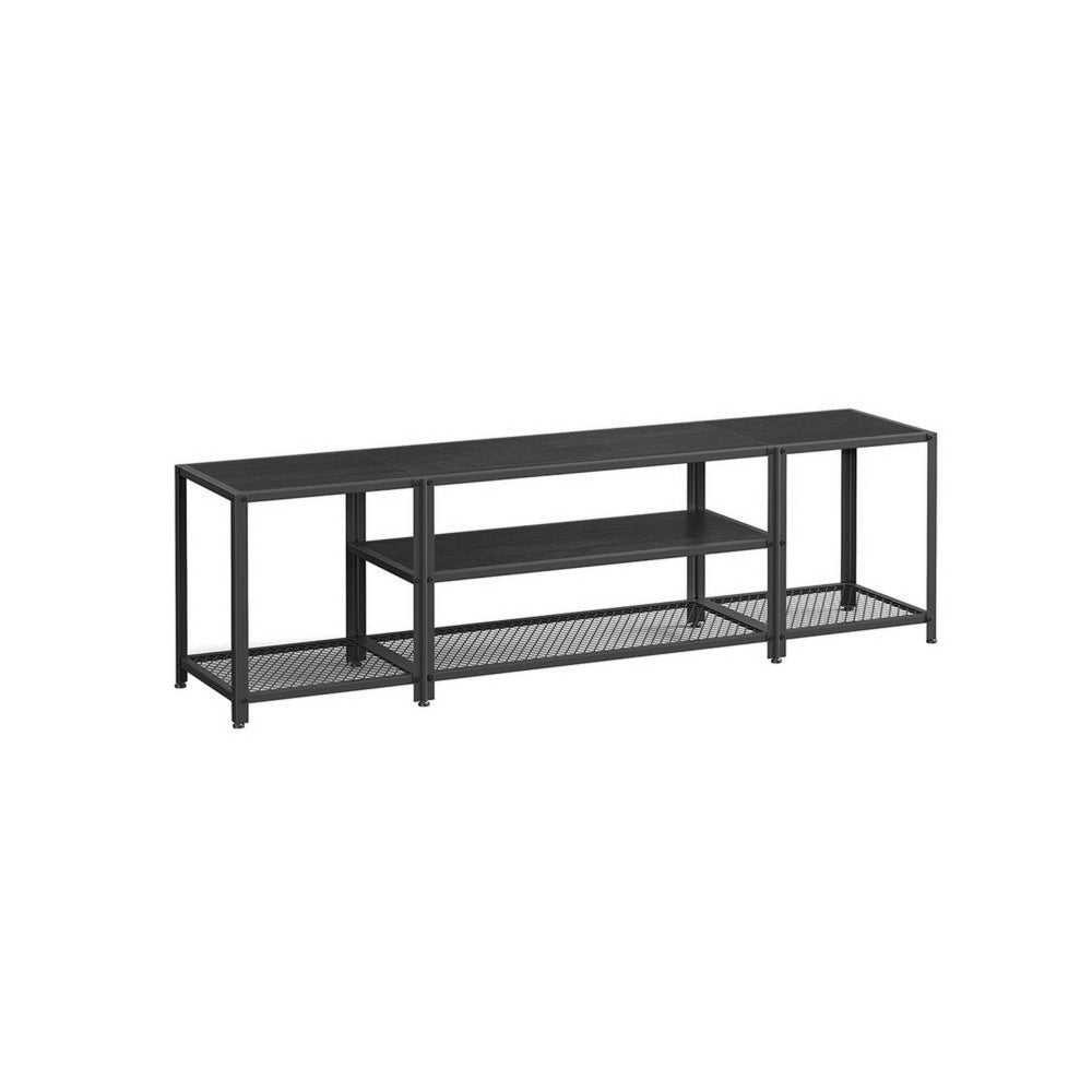 Sen 70 Inch TV Media Entertainment Console Open Center Shelf Black Wood By Casagear Home BM315845