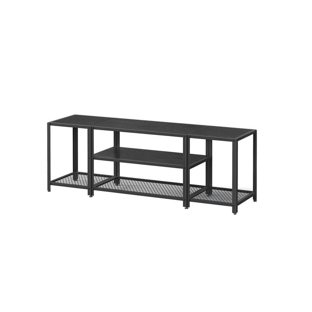 Sen 59 Inch TV Media Entertainment Console Open Center Shelf Black Wood By Casagear Home BM315846