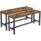 43 Inch Accent Bench Set of 2, Industrial Brown Wood Seat, Black Steel By Casagear Home