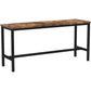 43 Inch Accent Bench Set of 2, Industrial Brown Wood Seat, Black Steel By Casagear Home
