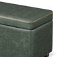 Fyn 43 Inch Storage Trunk Ottoman Box Style Chest Green Faux Leather By Casagear Home BM315852