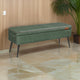 Fyn 47 Inch Storage Ottoman Bench, Black Steel Legs, Green Faux Leather By Casagear Home