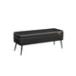Fyn 47 Inch Storage Ottoman Bench, Angled Steel Legs, Black Faux Leather By Casagear Home